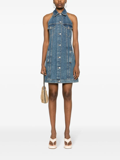 Logo-Patch Denim Minidress