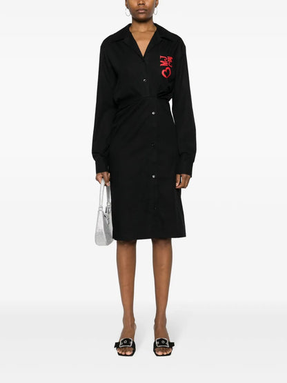 Logo-Embroidered Poplin Midi Dress