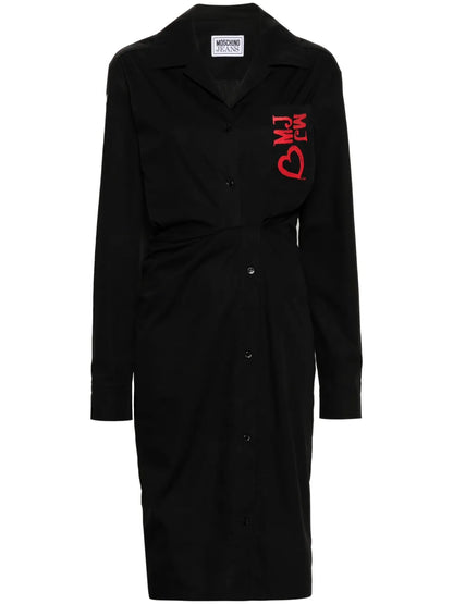 Logo-Embroidered Poplin Midi Dress