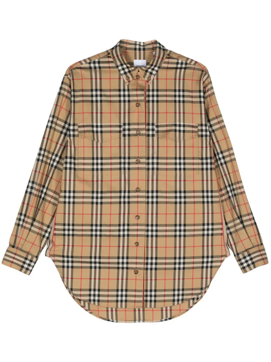 Vintage Check-Pattern Cotton Shirt