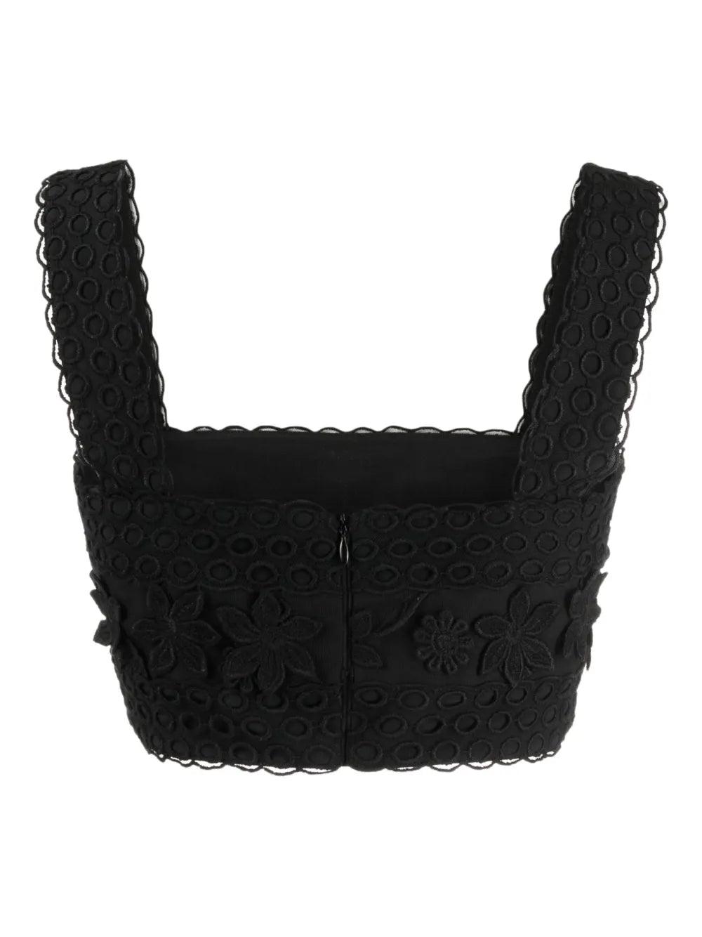 3D Floral-Embroidered Cropped Top