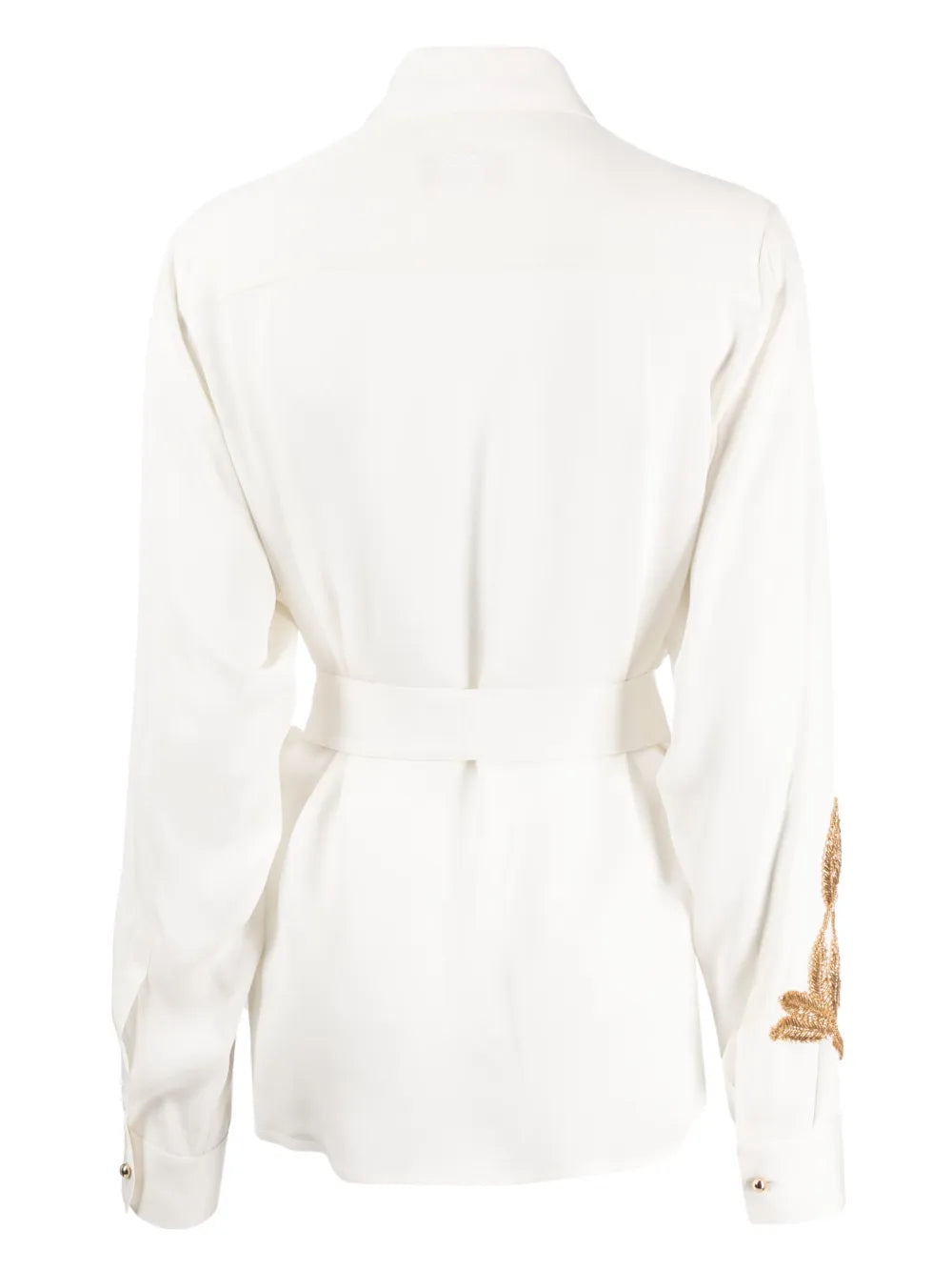 Foliage-Embroidered Silk Shirt