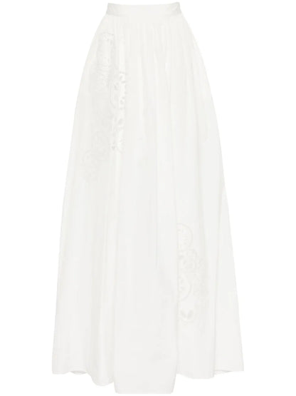 Embroidered Taffeta Maxi Skirt