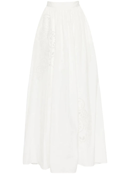 Embroidered Taffeta Maxi Skirt