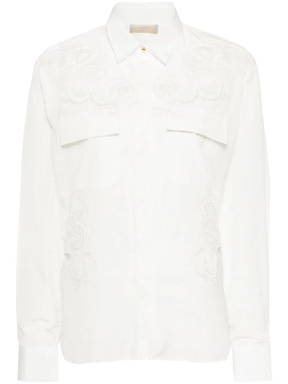 Embroidered Cut-Out Shirt