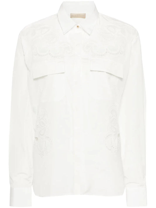 Embroidered Cut-Out Shirt