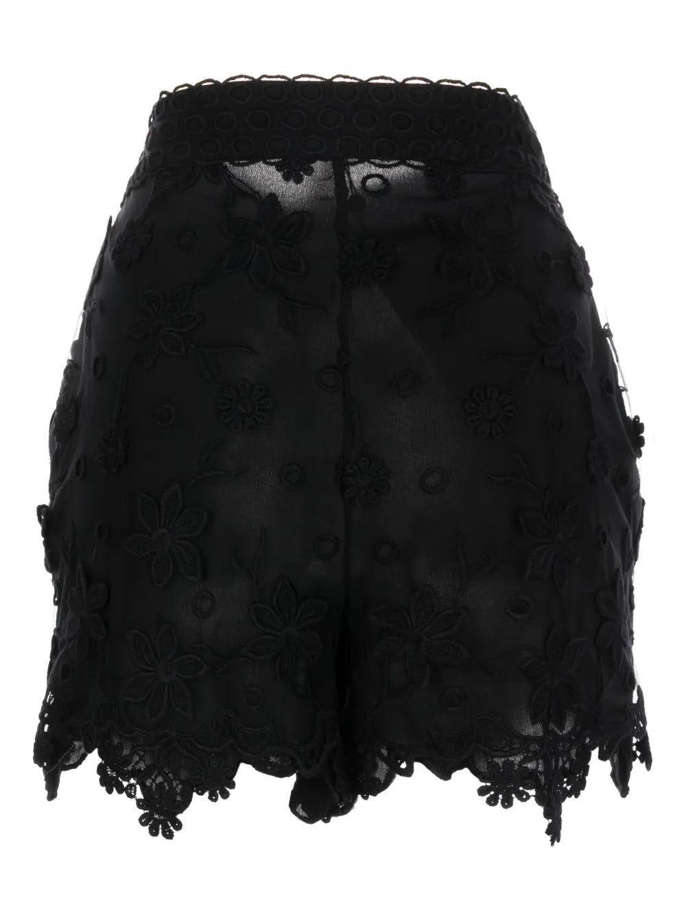 Floral-Embroidered Silk Shorts