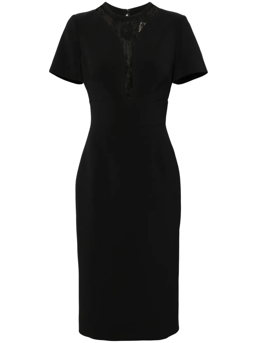 Lace-Panel Midi Dress