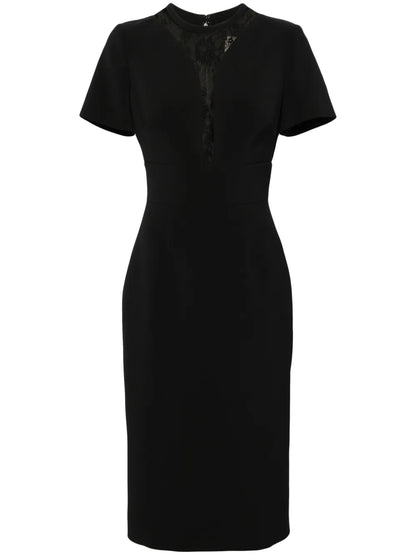 Lace-Panel Midi Dress