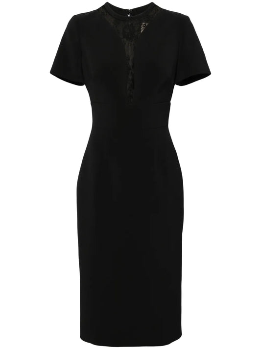 Lace-Panel Midi Dress