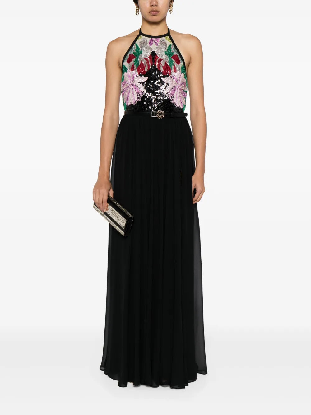 Sequin-Embroidered Silk Maxi Dress