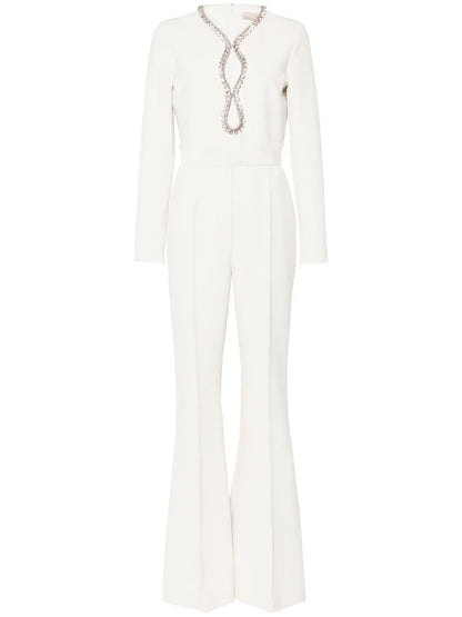 Crystal-Embellished Belted Jumpsuit
