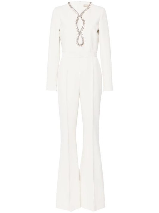 Crystal-Embellished Belted Jumpsuit