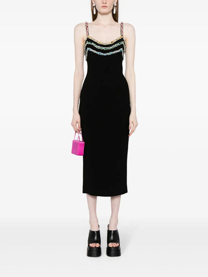 Crystal-Embellished Cady Midi Dress