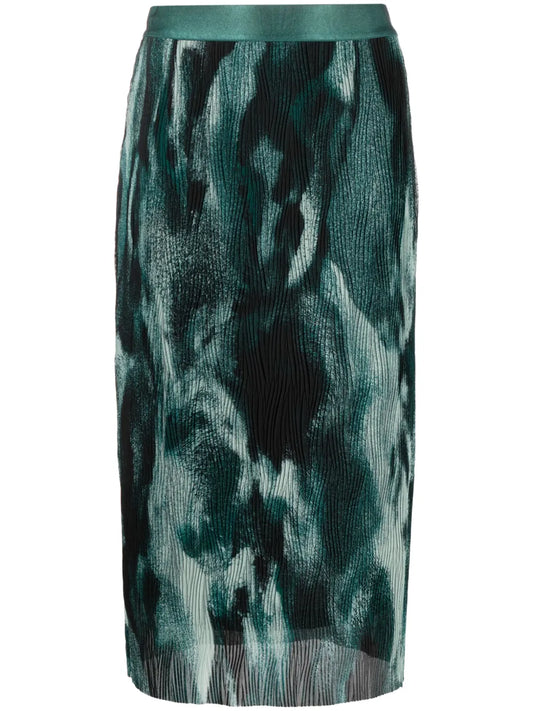 Evibelle Abstract-Print Pleated Skirt