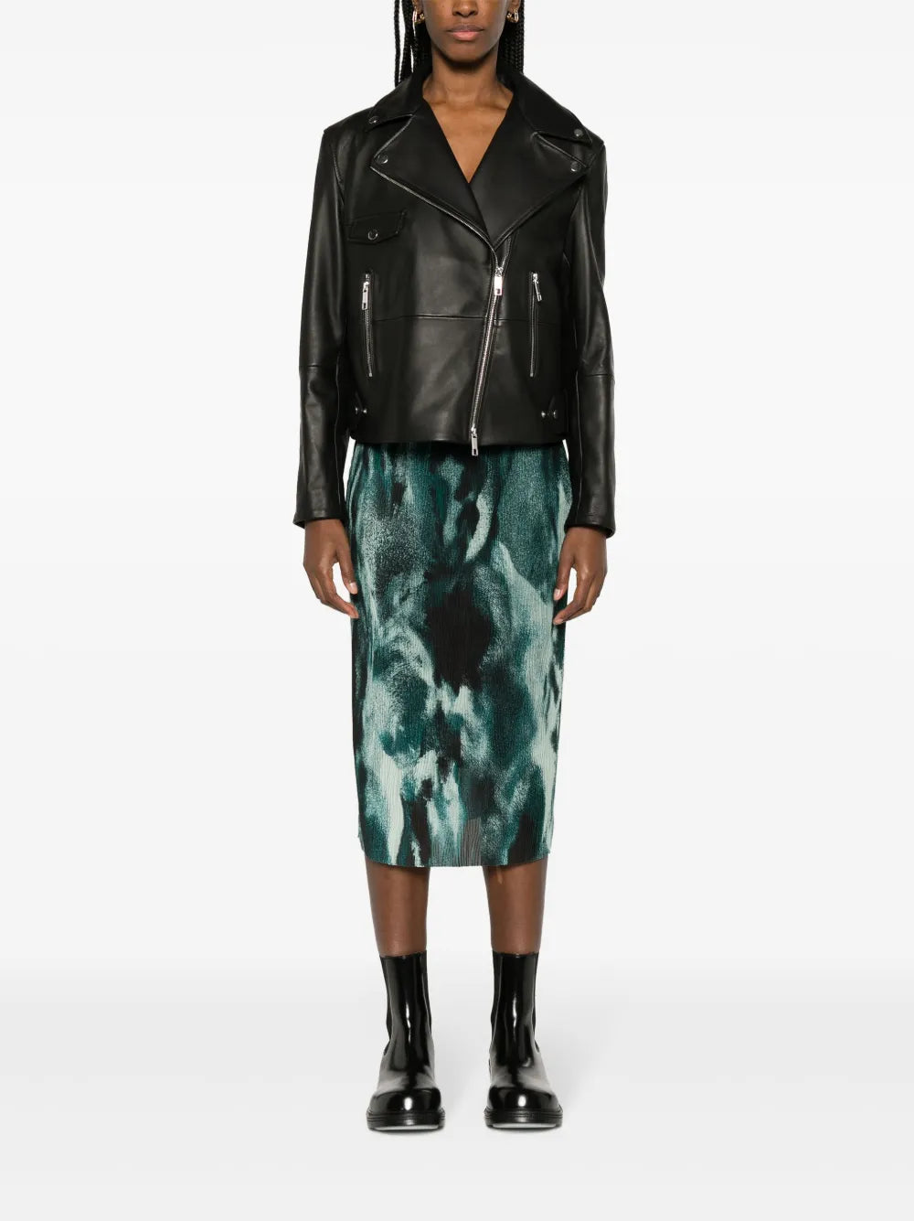 Evibelle Abstract-Print Pleated Skirt