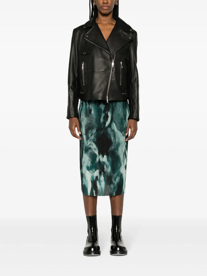 Evibelle Abstract-Print Pleated Skirt