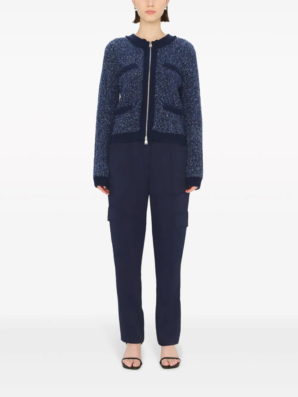 Harris Zip-Up Speckle-Knit Cardigan