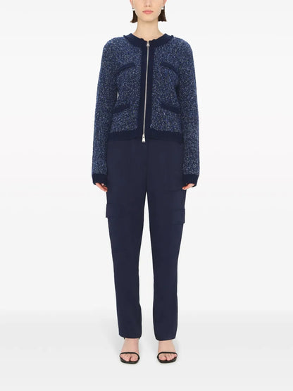 Harris Zip-Up Speckle-Knit Cardigan