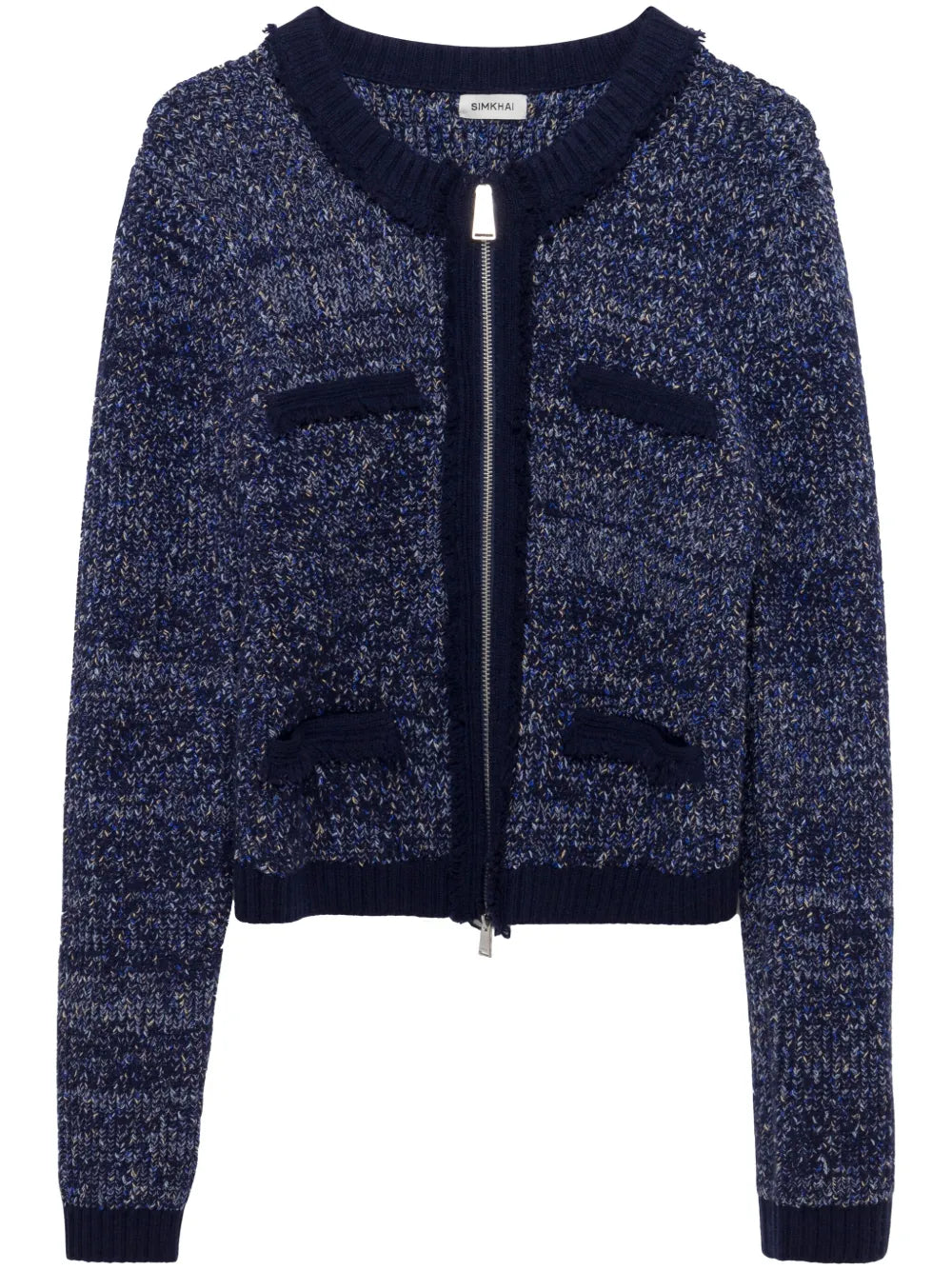 Harris Zip-Up Speckle-Knit Cardigan