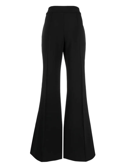 Satin-Embellished Flared Trousers