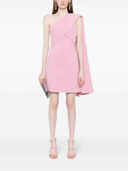 One-Shoulder Crepe Minidress