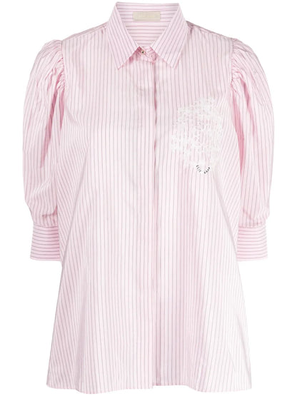 Logo-Embroidered Pinstripe Shirt