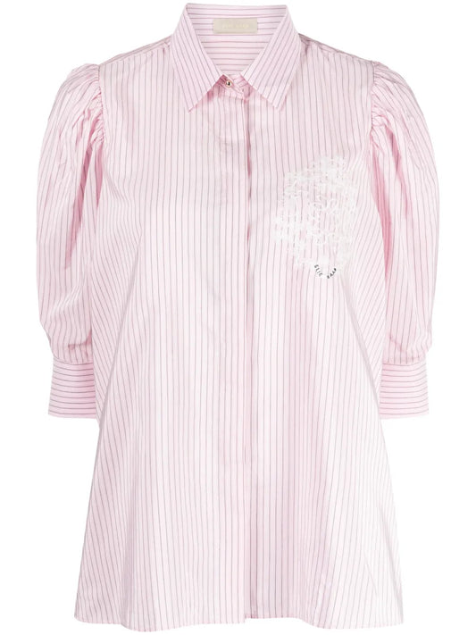 Logo-Embroidered Pinstripe Shirt