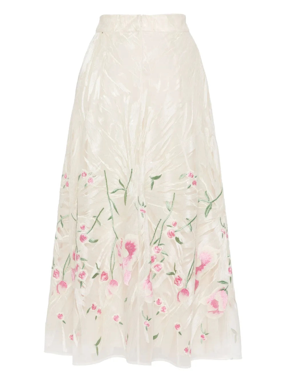 Floral-Embroidered Tulle Skirt