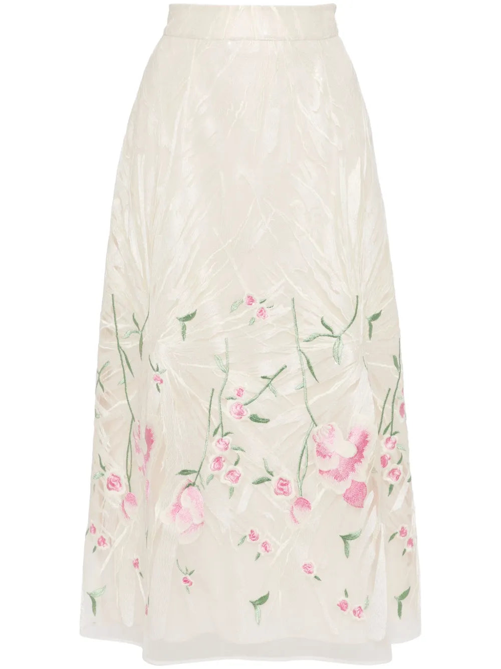 Floral-Embroidered Tulle Skirt