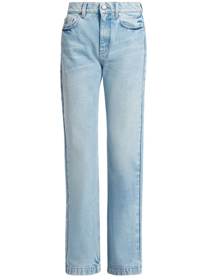 S Wave-Patch Straight-Leg Jeans