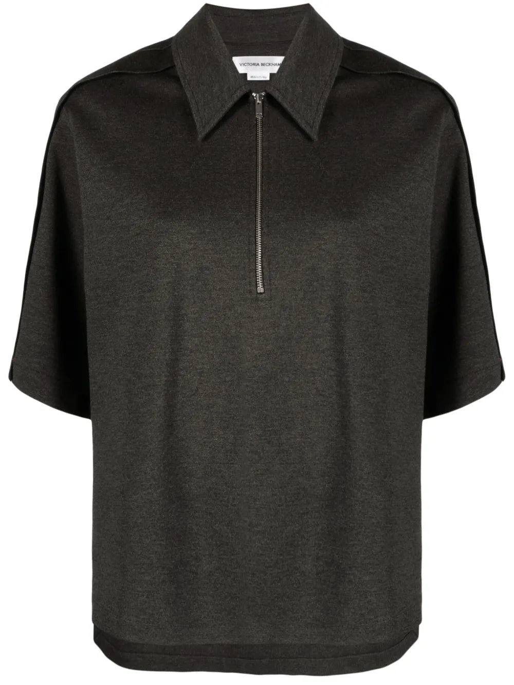 Pointed-Collar Mélange Jersey Top