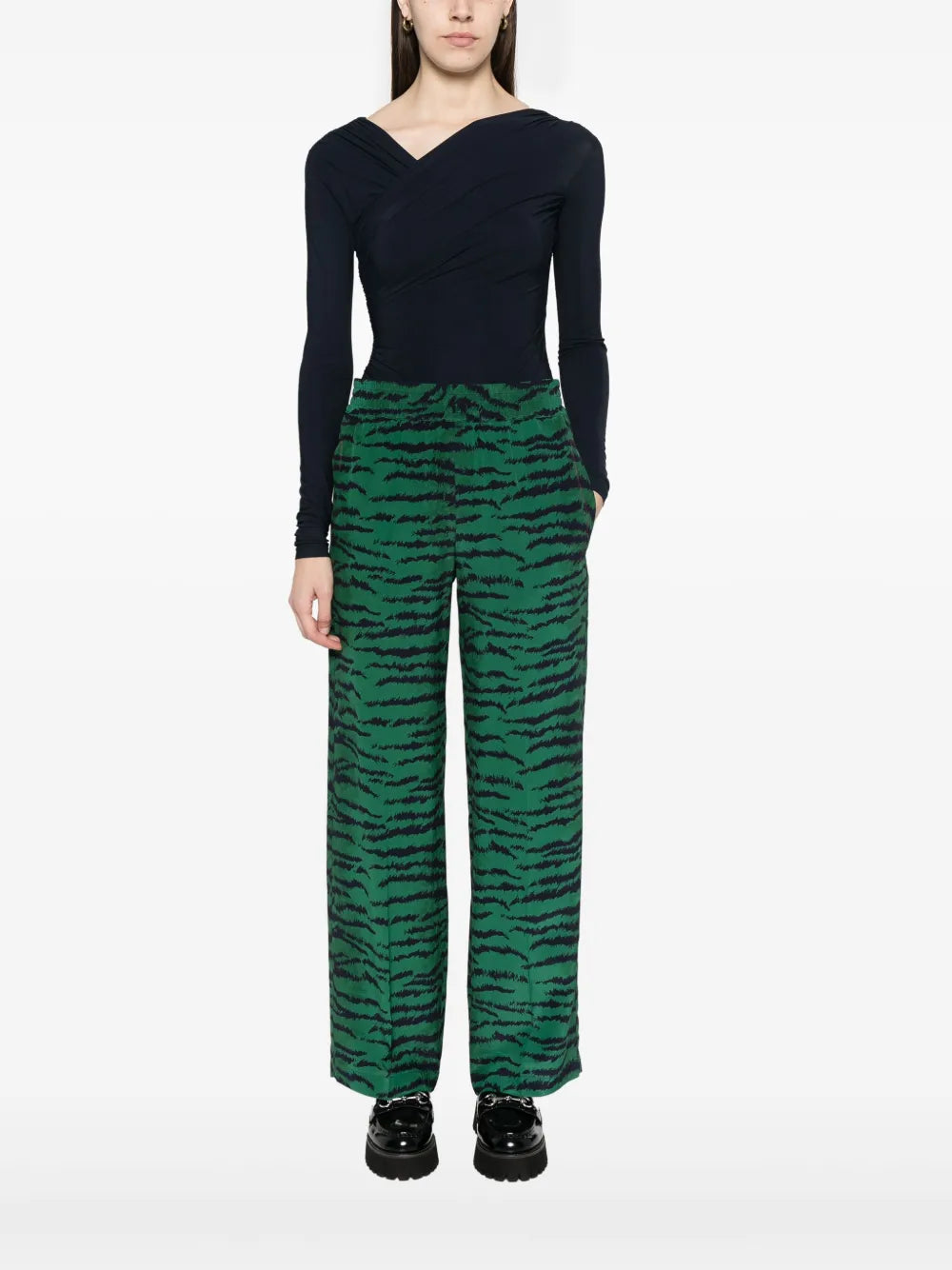 Tiger-Print Straight-Leg Trousers