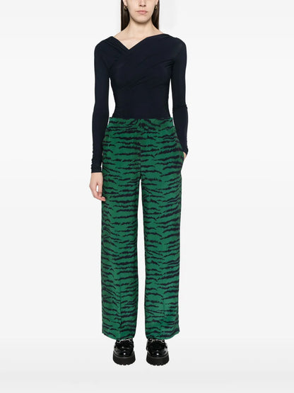 Tiger-Print Straight-Leg Trousers