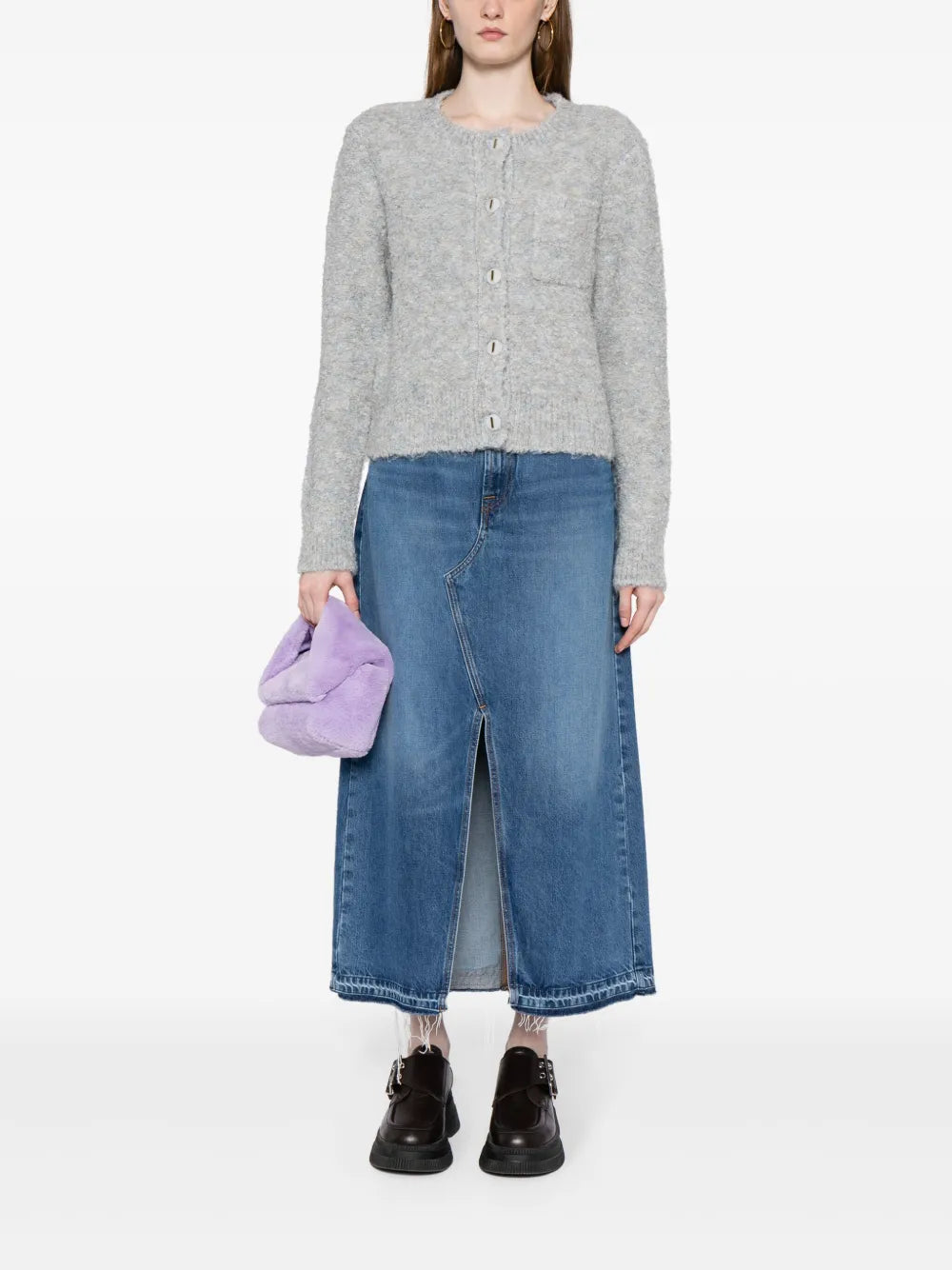Crew-Neck Knitted Cardigan
