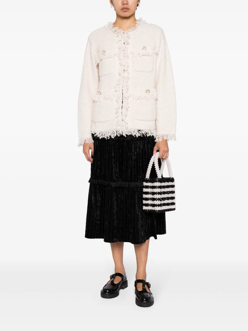 High-Waist Tiered Midi Skirt