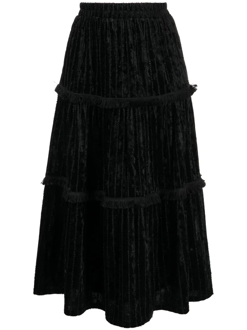 High-Waist Tiered Midi Skirt