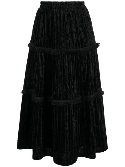 High-Waist Tiered Midi Skirt