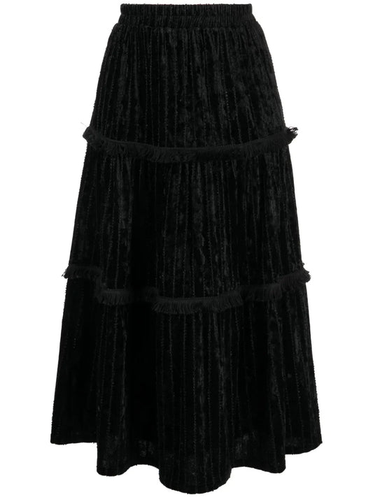 High-Waist Tiered Midi Skirt