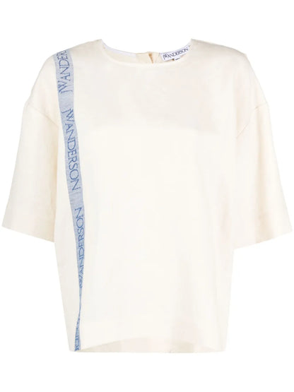 Logo-Print Linen-Blend T-Shirt