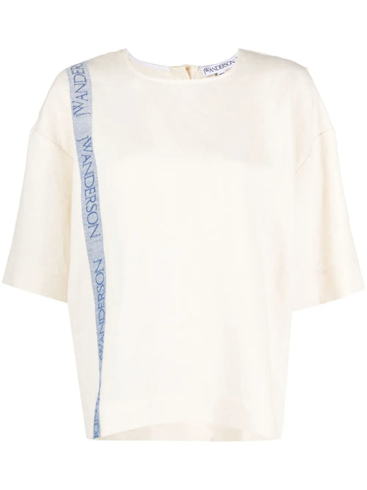 Logo-Print Linen-Blend T-Shirt