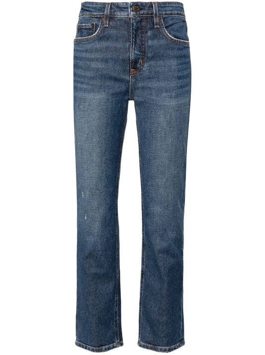 Slim-Leg Cotton Cropped Jeans