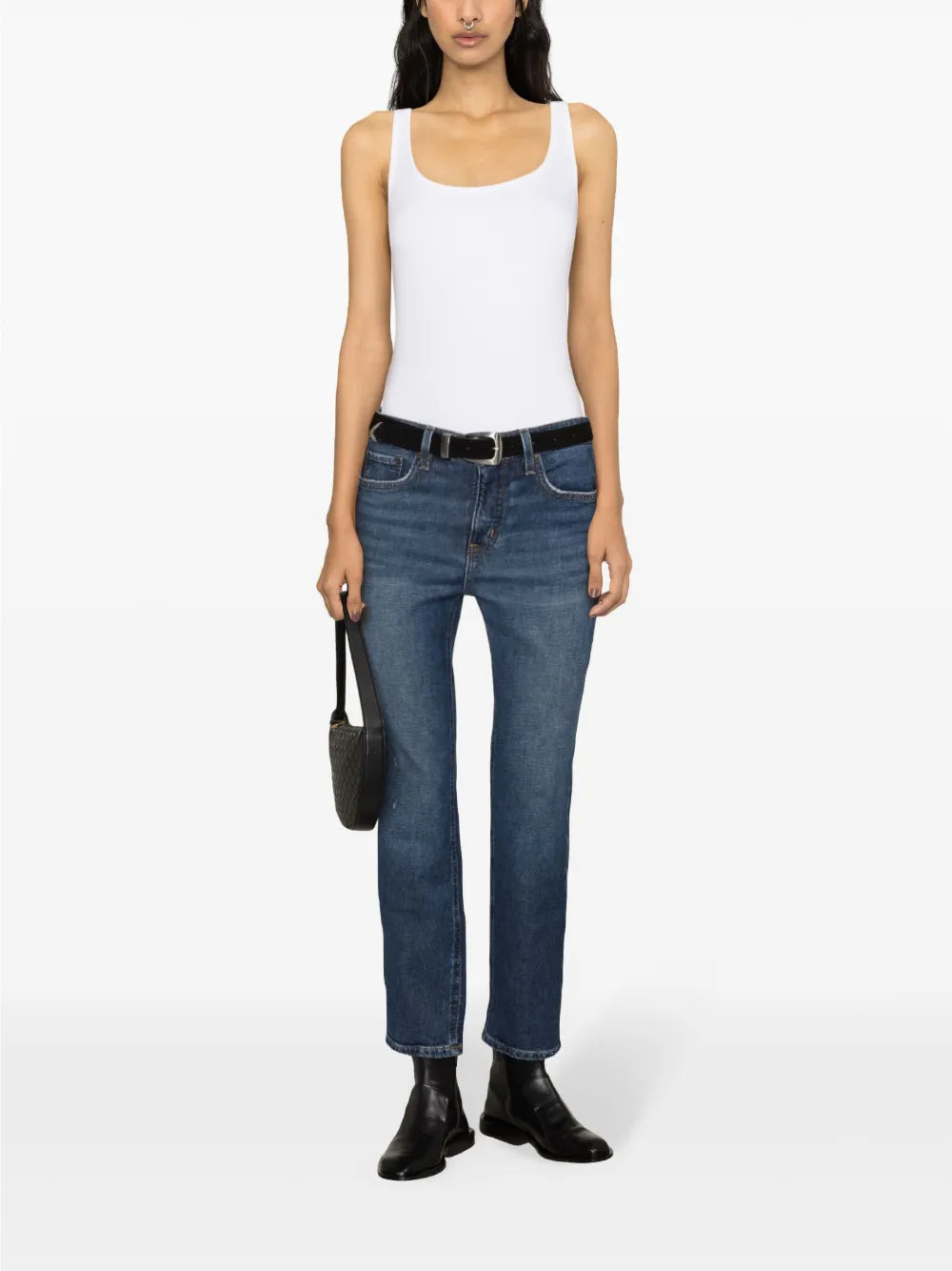Slim-Leg Cotton Cropped Jeans
