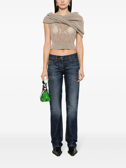 Logo-Embroidered Straight-Leg Jeans