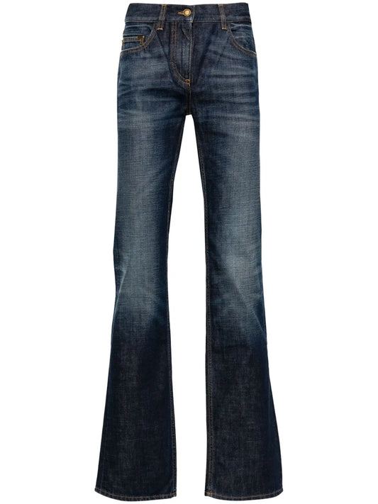 Logo-Embroidered Straight-Leg Jeans