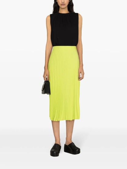 Pleated Crepe Midi Skirt