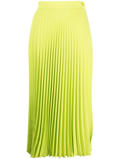 Pleated Crepe Midi Skirt