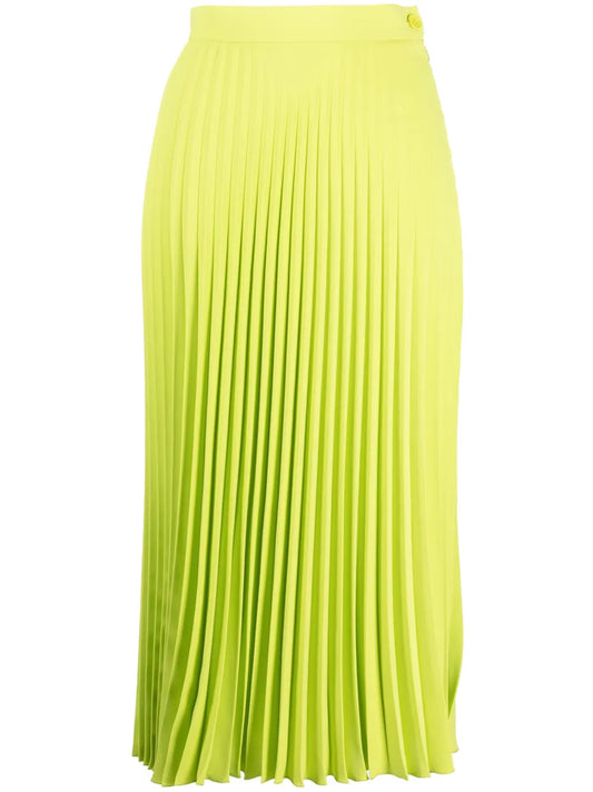 Pleated Crepe Midi Skirt