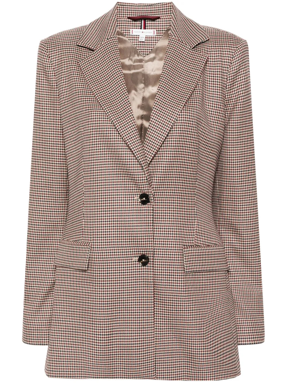 Houndstooth-Pattern Single-Breasted Blazer