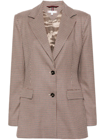 Houndstooth-Pattern Single-Breasted Blazer